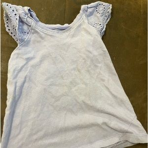 Baby blue tshirt with lacy trims on shoulder